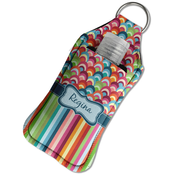 Retro Scales & Stripes Sanitizer Holder Keychain - Large in Case