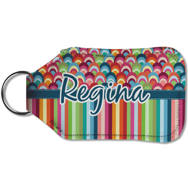Retro Scales & Stripes Sanitizer Holder Keychain - Small (Back)