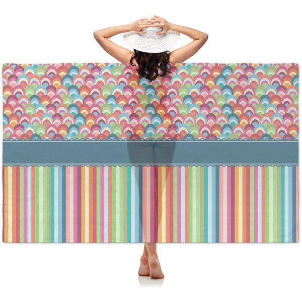 Custom Retro Scales & Stripes Sheer Sarong