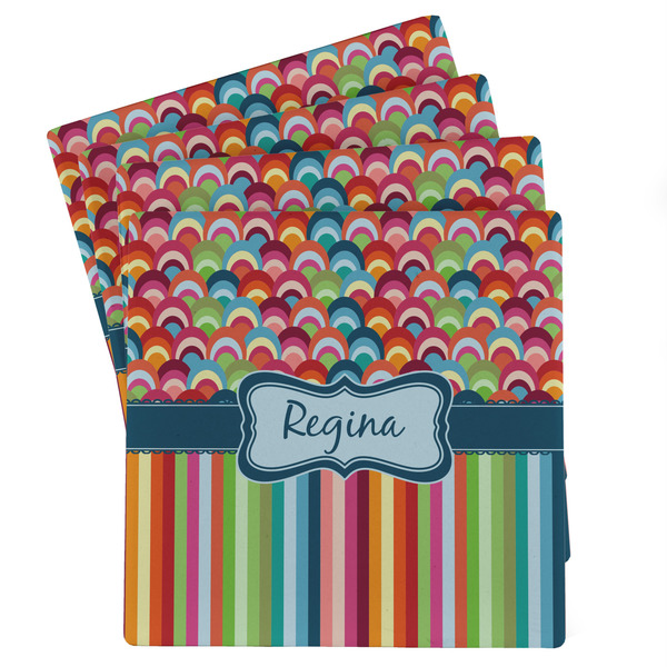 Custom Retro Scales & Stripes Absorbent Stone Coasters - Set of 4 (Personalized)