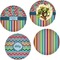 Retro Scales & Stripes Set of 4 Glass Lunch / Dinner Plate 10" (Personalized)
