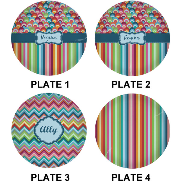 Retro Scales & Stripes Set of Lunch / Dinner Plates (Approval)