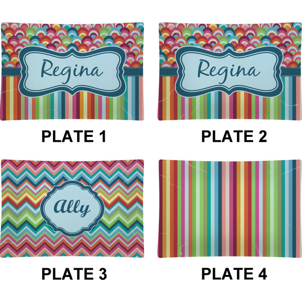 Retro Scales & Stripes Set of Rectangular Appetizer / Dessert Plates (Approval)