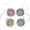 Retro Scales & Stripes Set of Silver Wine Wine Charms