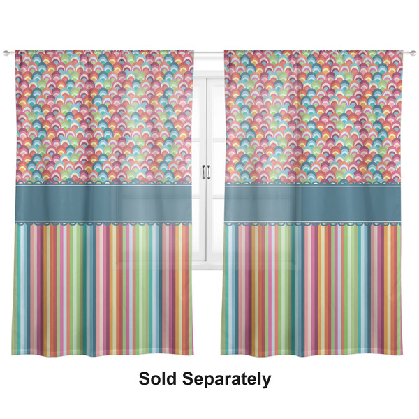 Retro Scales & Stripes Sheer Curtains Double