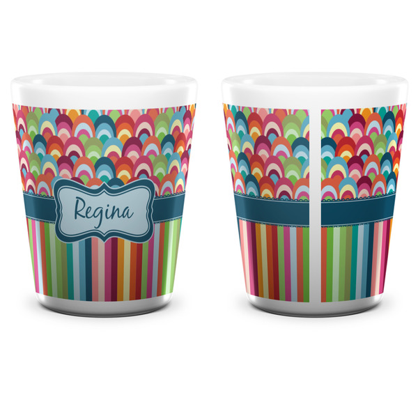 Retro Scales & Stripes Shot Glass - White - APPROVAL