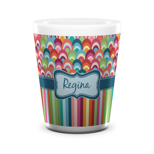 Retro Scales & Stripes Shot Glass - White - FRONT