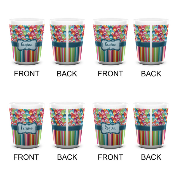 Retro Scales & Stripes Shot Glass - White - Set of 4 - APPROVAL