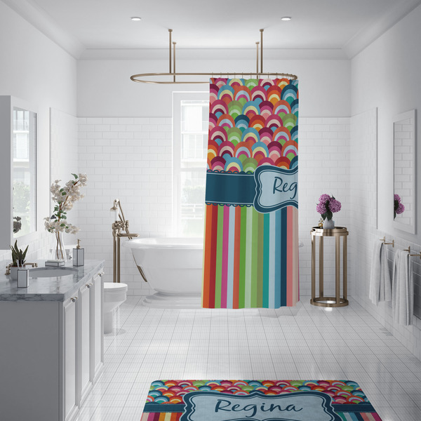 Retro Scales & Stripes Shower Curtain - 70"x83"
