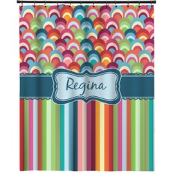Retro Scales & Stripes Extra Long Shower Curtain - 70"x84" (Personalized)