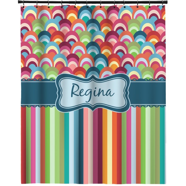 Custom Retro Scales & Stripes Extra Long Shower Curtain - 70"x84" (Personalized)