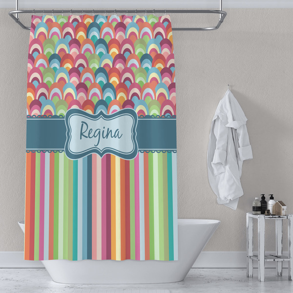 Retro Scales & Stripes Shower Curtain Lifestyle