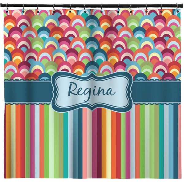 Custom Retro Scales & Stripes Shower Curtain - Custom Size (Personalized)