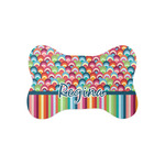 Retro Scales & Stripes Bone Shaped Dog Food Mat (Small) (Personalized)