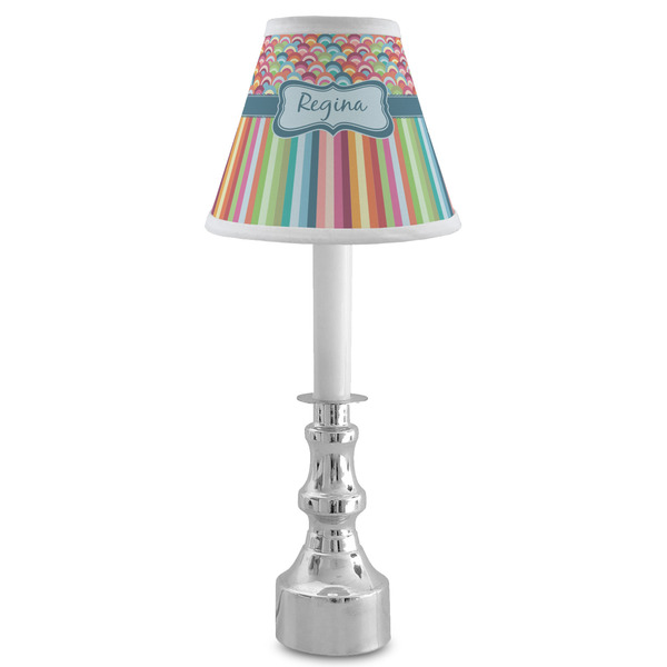 Retro Scales & Stripes Small Chandelier Lamp - LIFESTYLE (on candle stick)