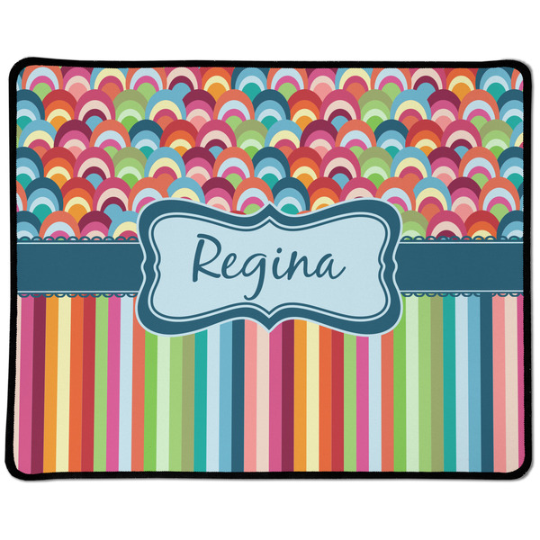 Custom Retro Scales & Stripes Large Gaming Mouse Pad - 12.5" x 10" (Personalized)