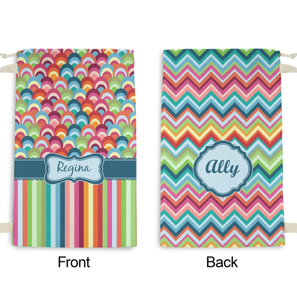 Retro Scales & Stripes Small Laundry Bag - Front & Back View