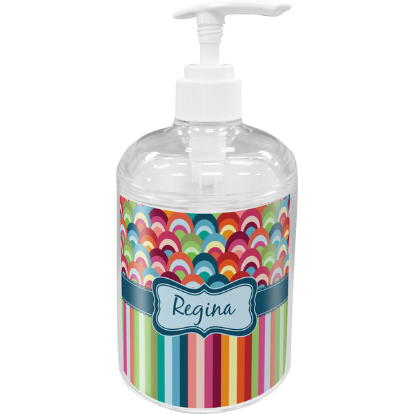 Custom Retro Scales & Stripes Acrylic Soap & Lotion Bottle (Personalized)