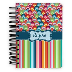 Retro Scales & Stripes Spiral Notebook - 5x7 w/ Name or Text