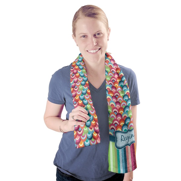 Retro Scales & Stripes Sport Towel - Exercise use - Model
