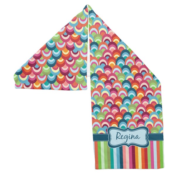 Retro Scales & Stripes Sports Towel Folded - Both Sides Showing