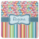 Retro Scales & Stripes Square Rubber Backed Coaster (Personalized)