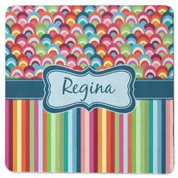 Retro Scales & Stripes Square Rubber Backed Coaster (Personalized)