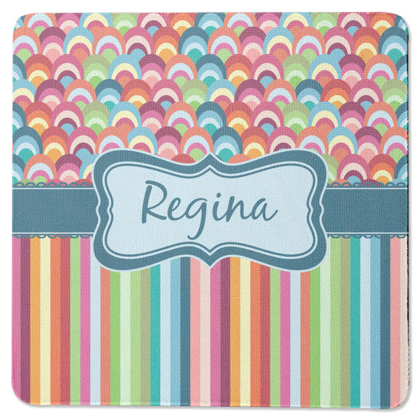 Retro Scales & Stripes Square Coaster Rubber Back - Single