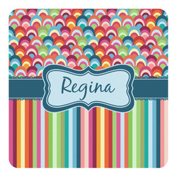 Retro Scales & Stripes Square Decal - Large (Personalized)