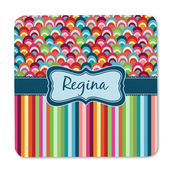 Retro Scales & Stripes Square Fridge Magnet - FRONT