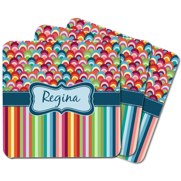 Retro Scales & Stripes Square Fridge Magnet - MAIN