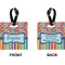 Retro Scales & Stripes Square Luggage Tag (Front + Back)