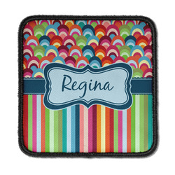 Retro Scales & Stripes Iron On Square Patch w/ Name or Text