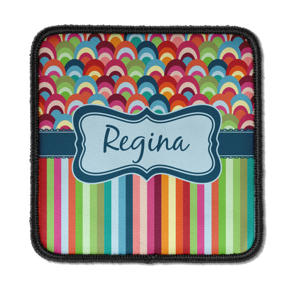 Custom Retro Scales & Stripes Iron On Square Patch w/ Name or Text