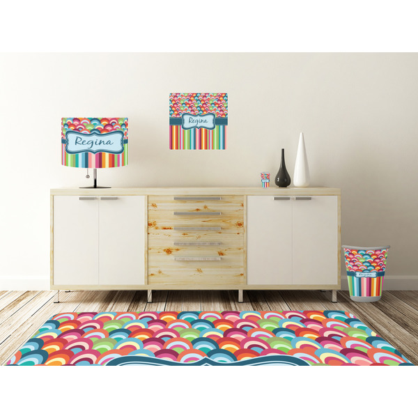 Retro Scales & Stripes Square Wall Decal Wooden Desk