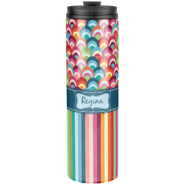 Custom Retro Scales & Stripes Stainless Steel Skinny Tumbler - 20 oz (Personalized)