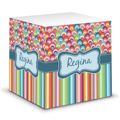 Retro Scales & Stripes Sticky Note Cube (Personalized)