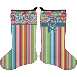 Retro Scales & Stripes Holiday Stocking - Double-Sided - Neoprene (Personalized)