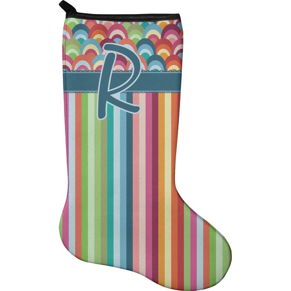 Custom Retro Scales & Stripes Holiday Stocking - Neoprene (Personalized)