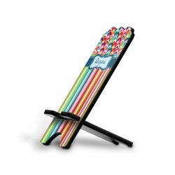 Retro Scales & Stripes Stylized Cell Phone Stand - Small w/ Name or Text