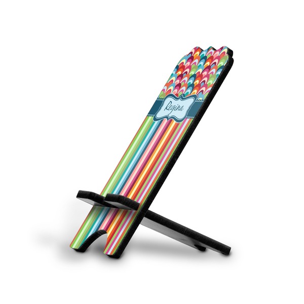 Custom Retro Scales & Stripes Stylized Cell Phone Stand - Small w/ Name or Text