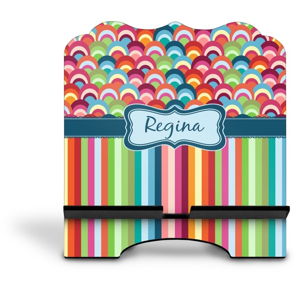 Retro Scales & Stripes Stylized Tablet Stand - Front without iPad