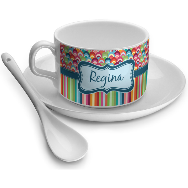 Custom Retro Scales & Stripes Tea Cup (Personalized)