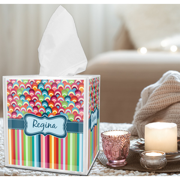 Retro Scales & Stripes Tissue Box - LIFESTYLE