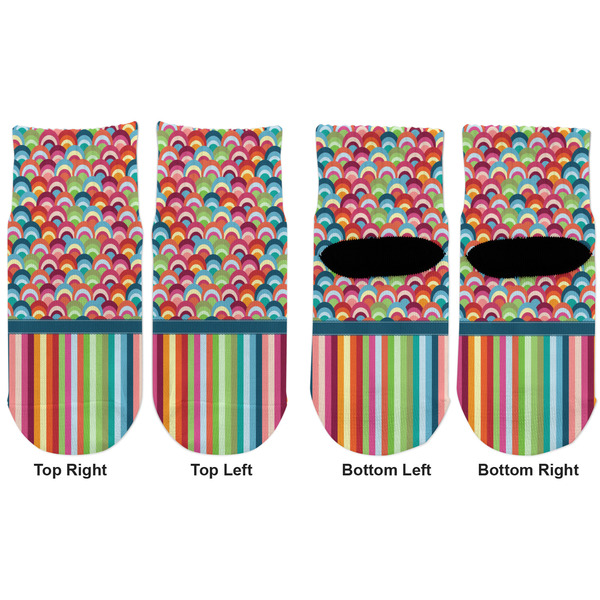 Retro Scales & Stripes Toddler Ankle Socks - Double Pair - Front and Back - Apvl