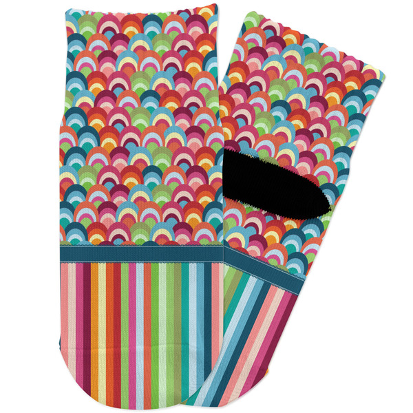 Custom Retro Scales & Stripes Toddler Ankle Socks