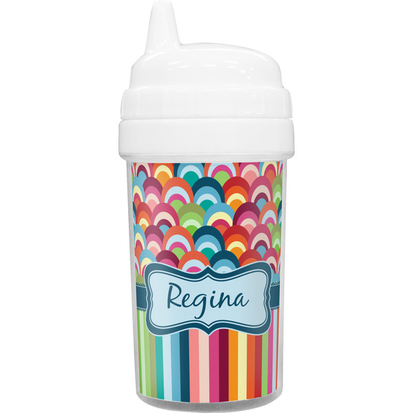 Custom Retro Scales & Stripes Toddler Sippy Cup (Personalized)