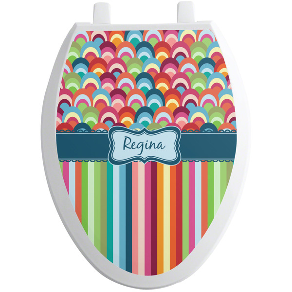 Retro Scales & Stripes Toilet Seat Decal (Personalized)