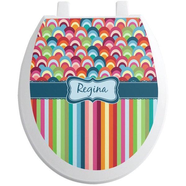 Custom Retro Scales & Stripes Toilet Seat Decal (Personalized)