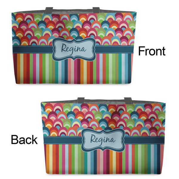 Retro Scales & Stripes Tote w/Black Handles - Front & Back Views